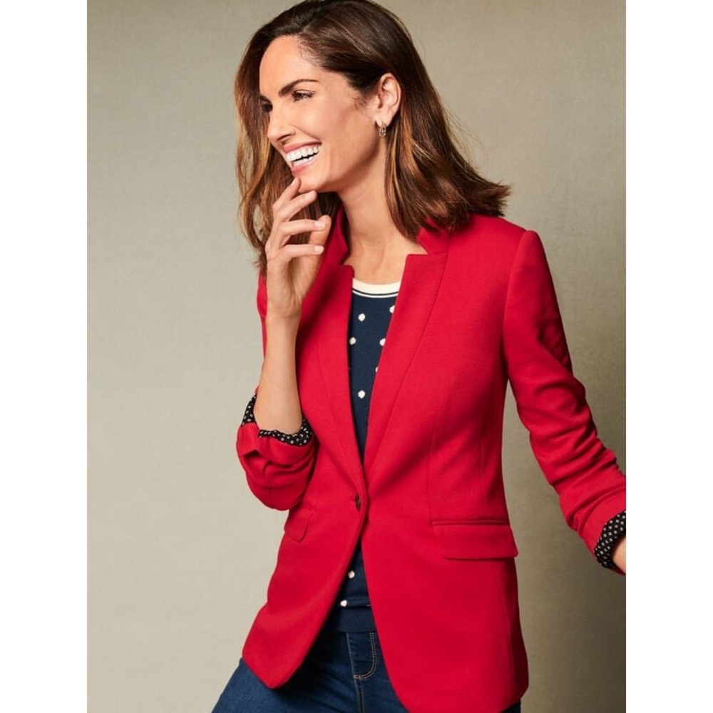 Talbots Aberdeen Perfect Ponte Blazer Size 10 Red Office Career Old Money Preppy